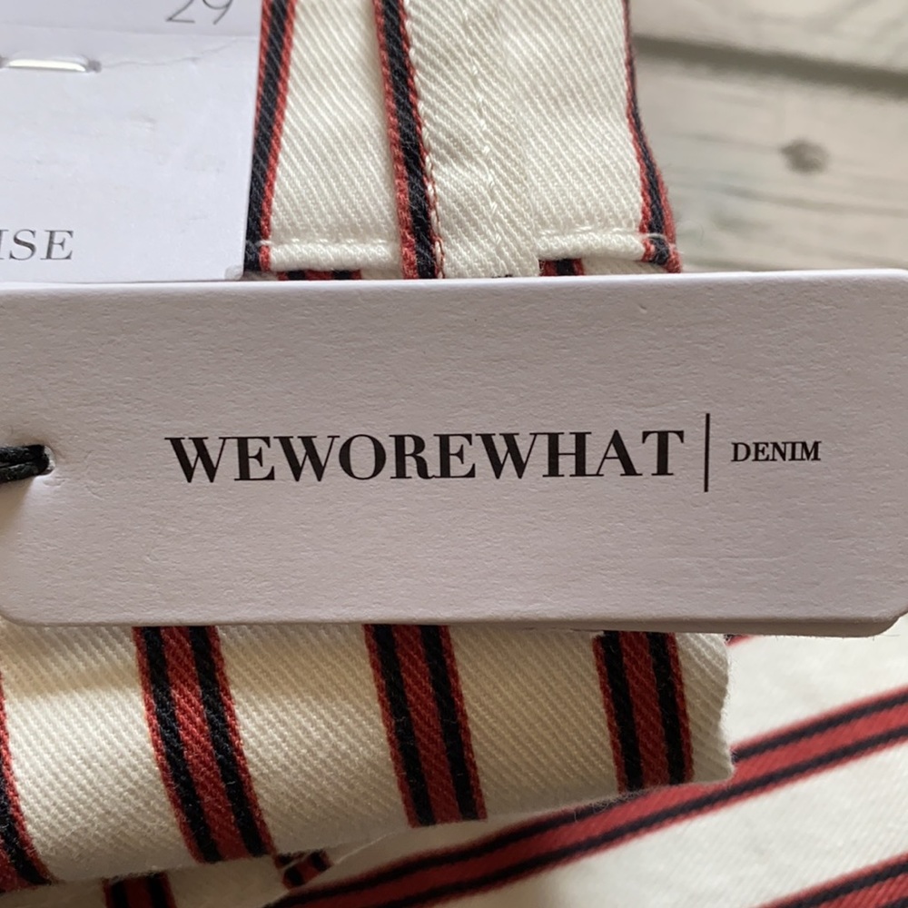 WeWoreWhat Rocker Low Rise Jeans In Ivory Stripe Size 29 - Picture 12 of 12